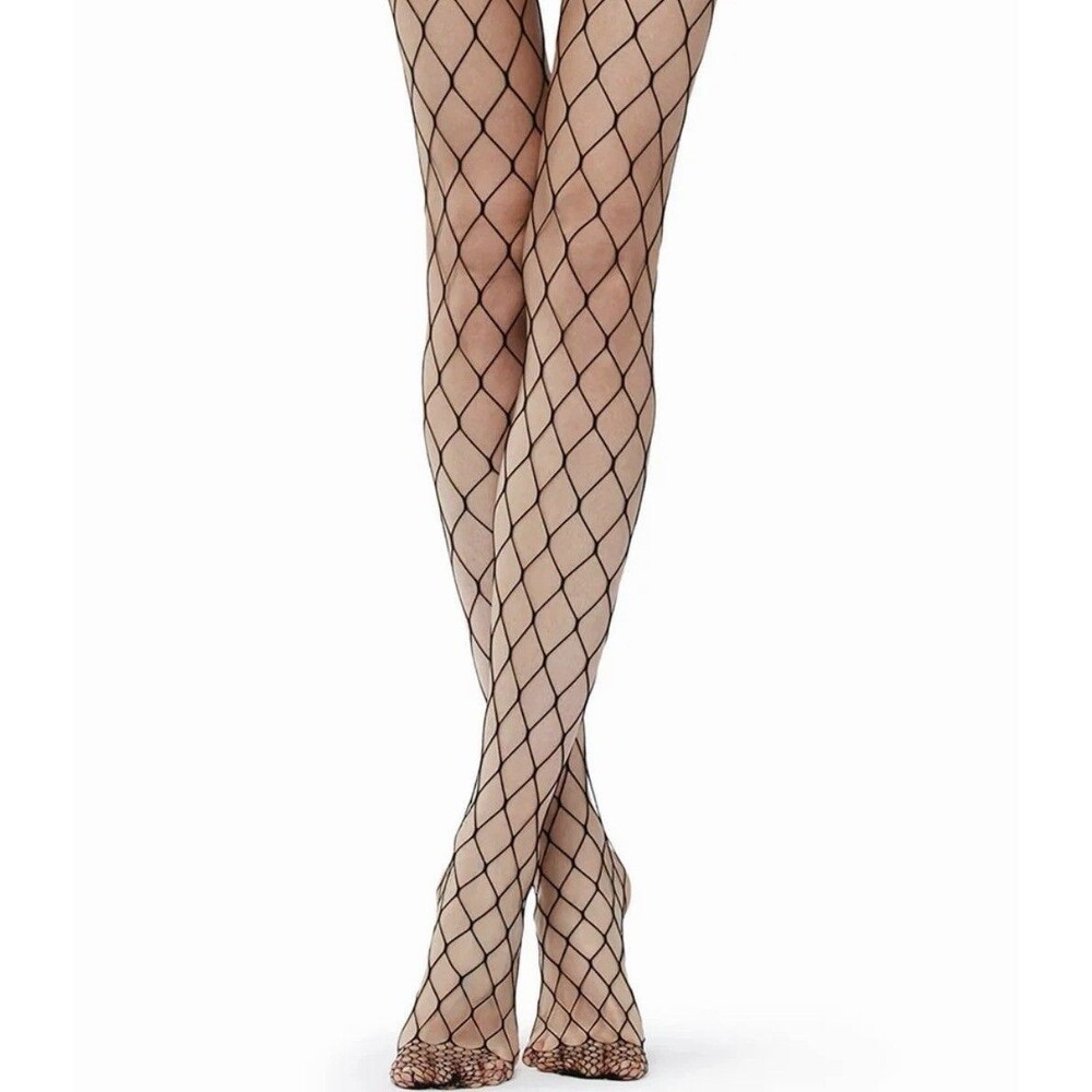 Rimes Black Fishnet Stockings Women's One Size Halloween Costume Hosiery NIP